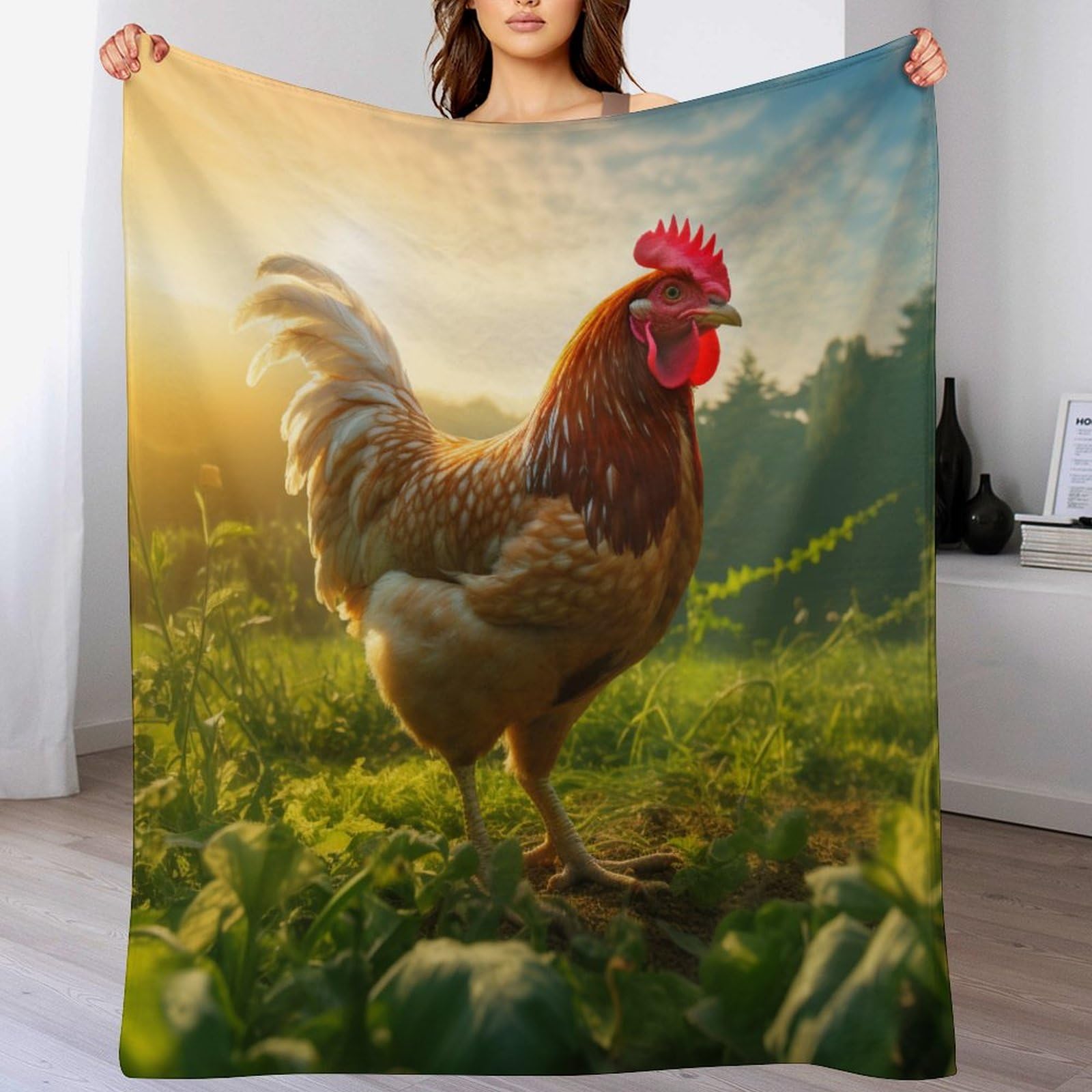 Couverture poules en flanelle pour soirées cocooning