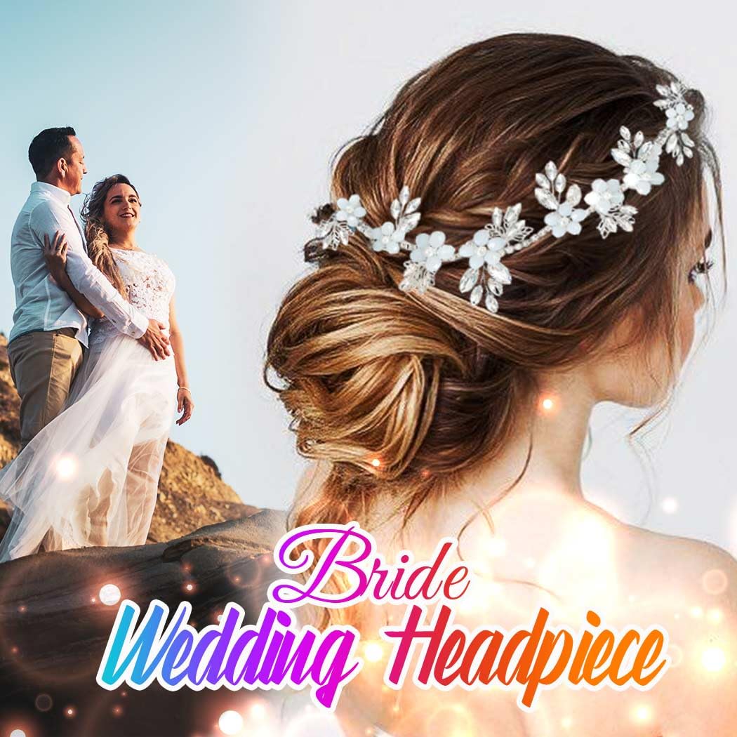Catery Strass Braut Stirnband Hochzeit Kopfschmuck für Bräute (Silber) | Kristall-Haarschmuck, florale Perlen, Haarschmuck für Hochzeit, Brautjungfer, Abschlussball, glitzernd