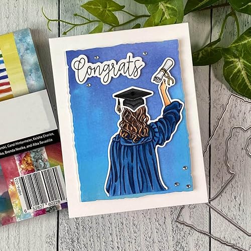 Miniatura 6 de Estudiantes de posgrado Vista trasera Troqueles y sellos para hacer tarjetas So Pround of You, To the Graduate, You Did It,Words Alpahbets - Sello