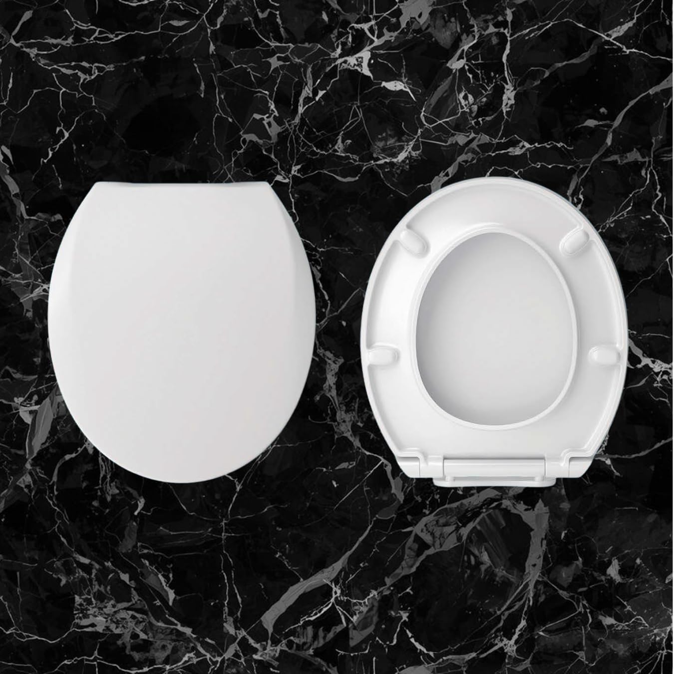 Centoco Round Toilet Seat with Slow-Close, Fast Fix Hinge, Quick-Release for Cleaning, Closed Front with Cover, Plastic, 550 lbs Capacity, White