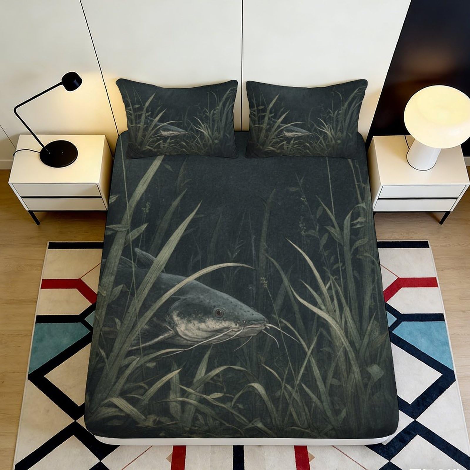 3D Printed Botanical Pattern Fitted Sheet Microfiber Deep Pocket Bedding Set Grass Mattress Fitted Cover Non-Slip Machine Washable 200x200x25cm 90x200x25cm