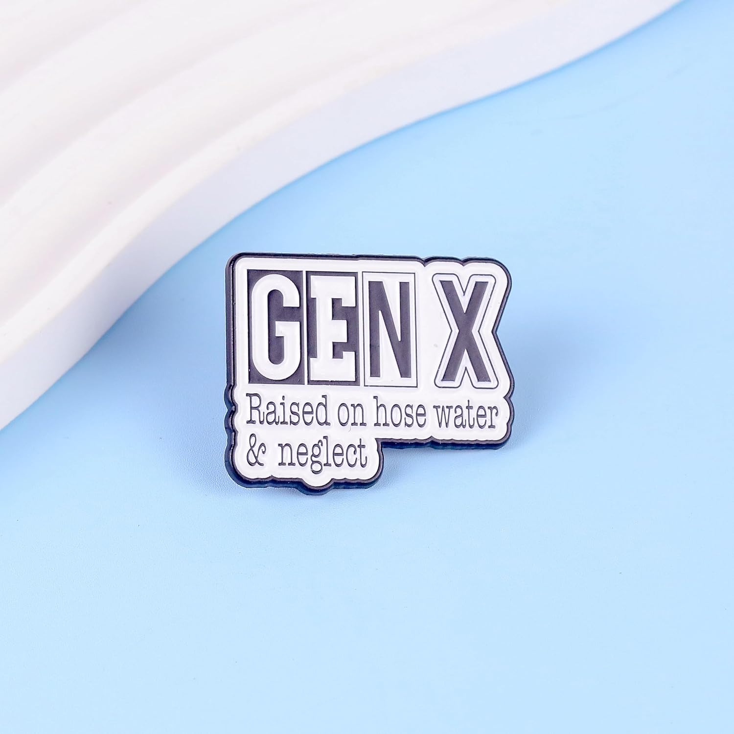 Raised On Hose Water And Neglect Enamel Pin, 1965-1980 Generation Pin Brooch, Funny Gift For Sarcastic Sassy Friend 70s 80s Mom Dad, Retro Vibes Brooches, Childhood Neglect Joke Badge, Vintage Throwback Accessories image 3