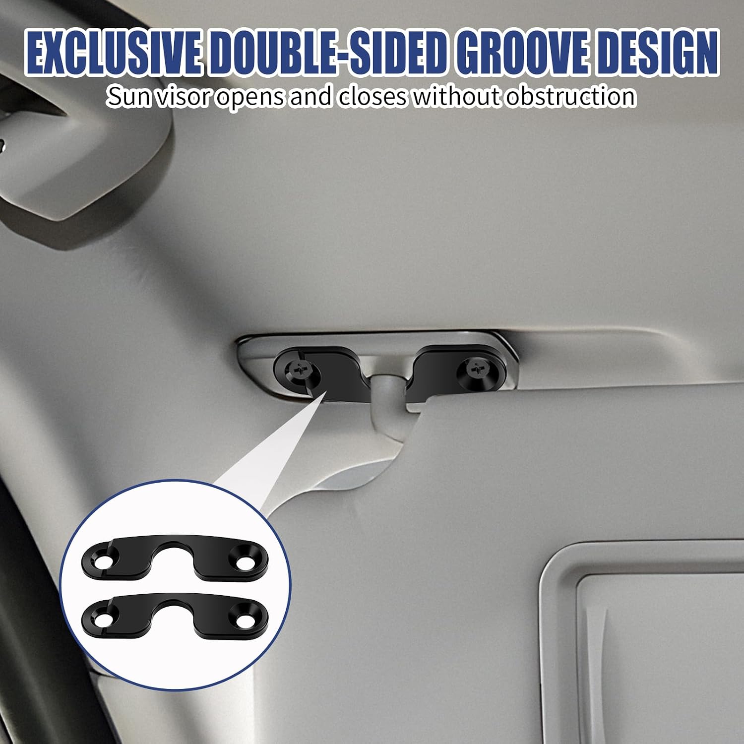 Sun Visor Repair Kit Compatible with Jeep Wrangler JK 2018 JL 2018-2023 Gladiator 2020-2023, Aluminum Alloy Visor Clip Upgrade Set Secure Fit Interior Accessory
