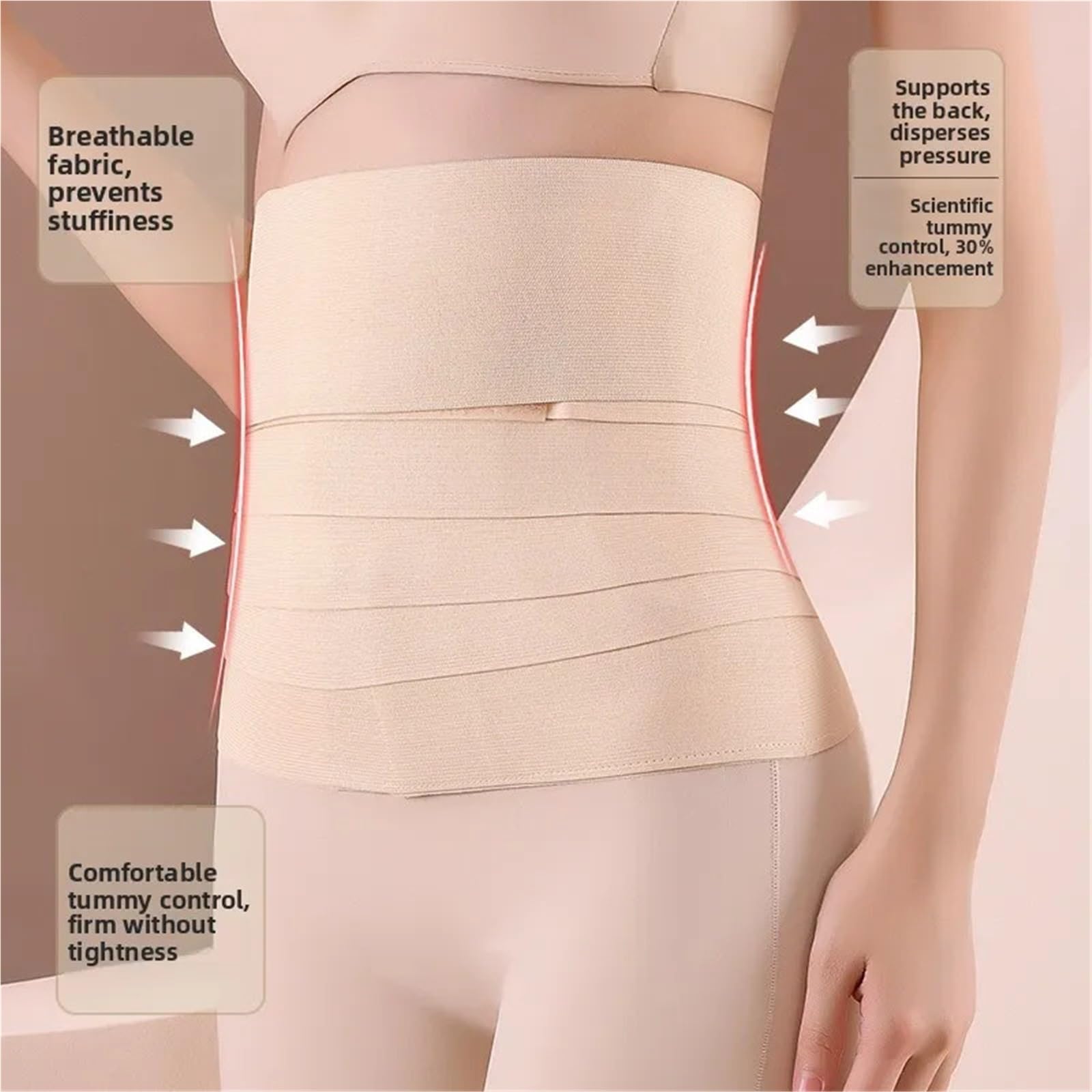 Carpeta de Abdomen for mujer, cintura elástica, moldeador cuerpo, adelgazante, banda Control barriga sección media(Black,4m)
