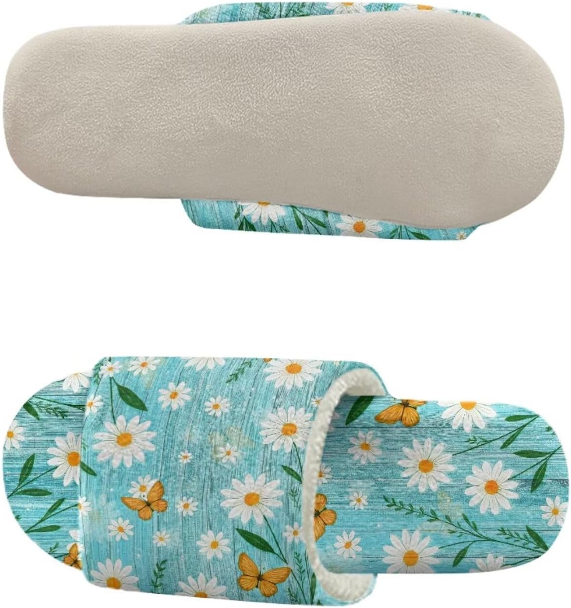 Jeiento 2Pairs Slippers for Women Open Toe House Slippers for Bedroom,Living Room Non-slip Fuzzy Spa Slipepr