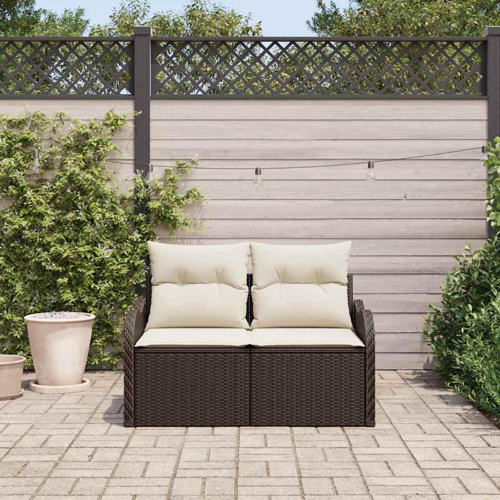 Hothingwell Brązowa polirattanowa sofa ogrodowa 121x62x69cm