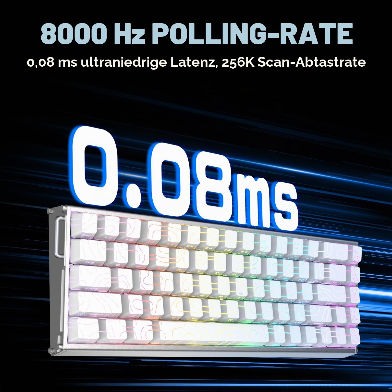 ATTACK SHARK X68MAX HE Vollaluminium-CNC-8KHz-Rapid-Trigger-Tastatur | Magnetschalter, Snap Tap, 0,005mm RT-Genauigkeit, Kabelgebundene RGB-Gaming-Tastatur, C01Ultral-Kabel, PC/Mac, Weiß Konturen