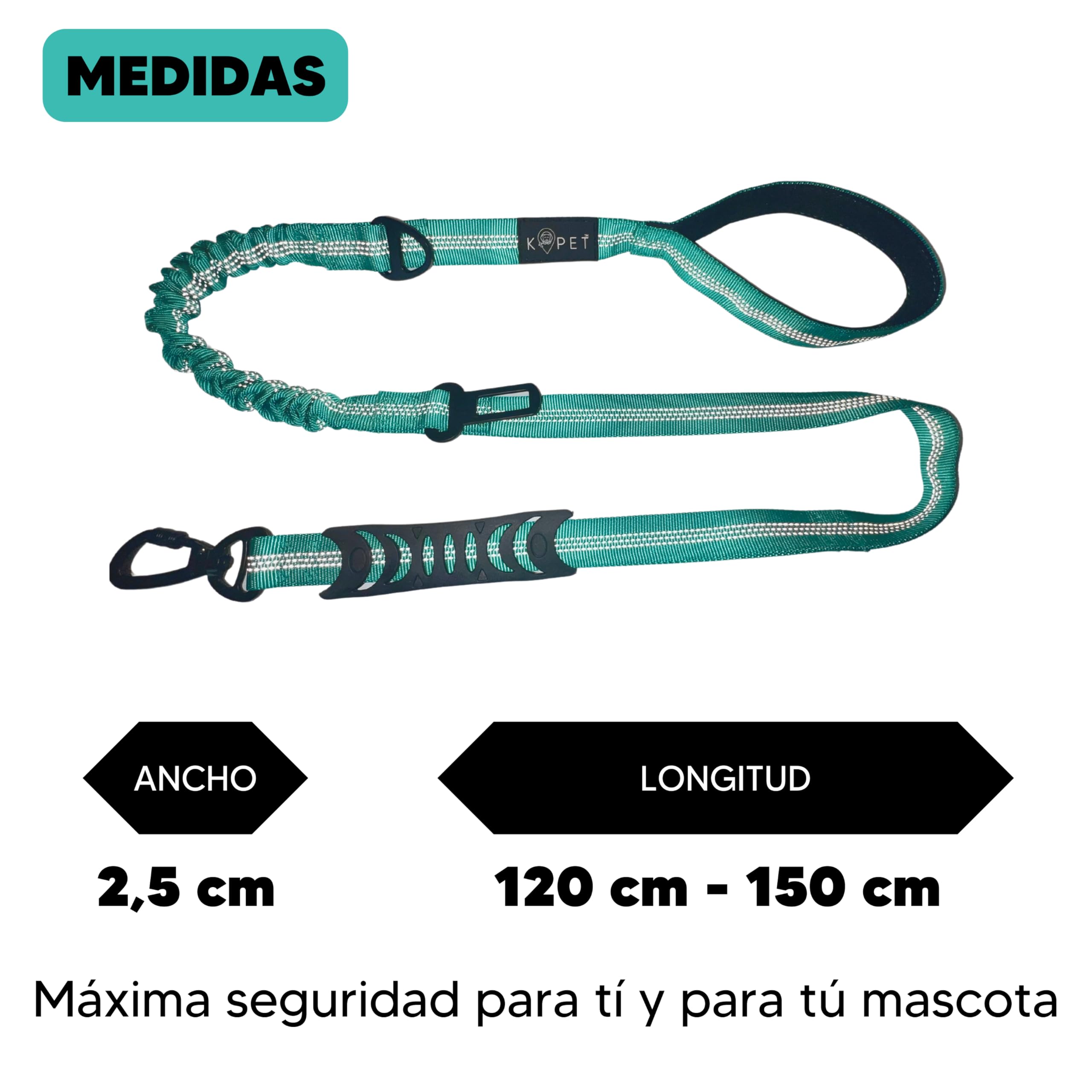 KPET Dog Car Belt, Dog Car Leash, Safety Belt Dog Car, Dog Training Leash, 2-in-1, Padded Handle, Reflective, Elastic - Image 4