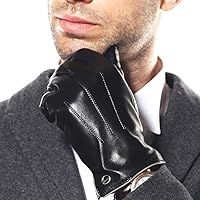 ELMA Men's Premium Hairsheep Leather Winter Gloves - Touchscreen Cashmere & Fleece Lined for Driving & Cold Weather
