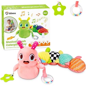 GoGonova Baby Sensory Caterpillar Toy 0-12 Months Plush Activity Toy