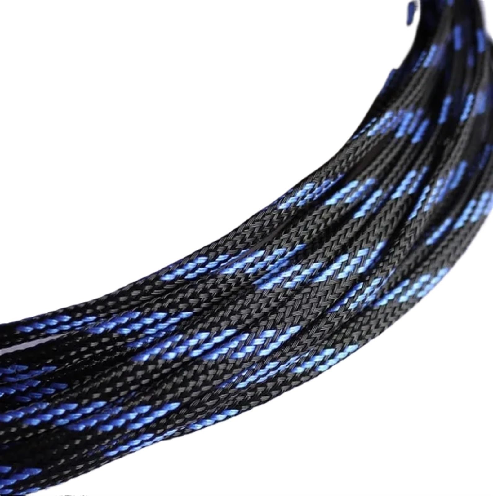 Raccogli Cavi 3.0MM 4MM 6MM 8MM 10MM 12MM 16MM Maniche piatte intrecciate espandibili for cavi in ​​pelle di serpente(Black blue,8MM,20 Meters)