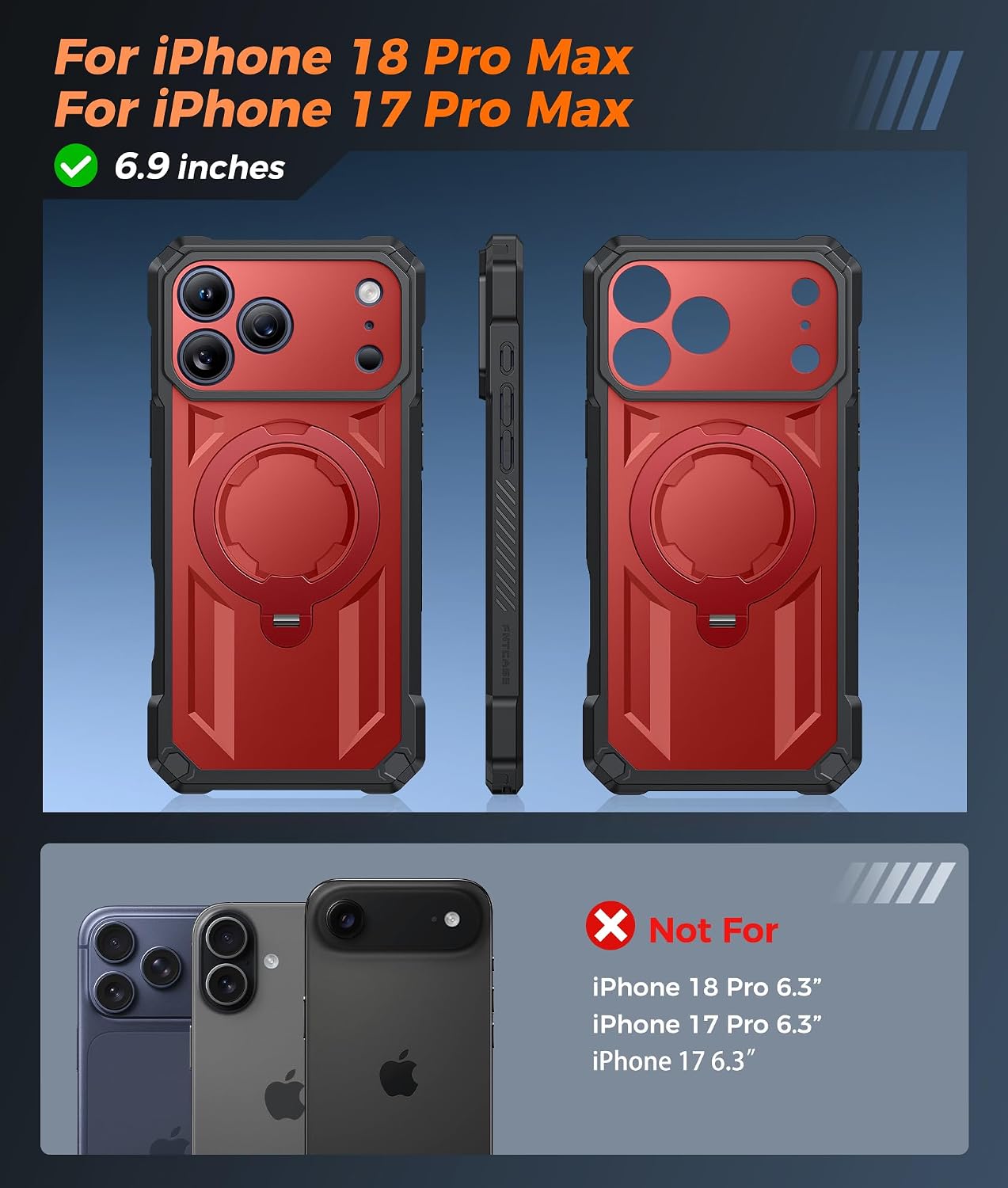  for iPhone 18 Pro Max/ 17 Pro Max Case with 360 Spin Magnetic Stand thumbnail