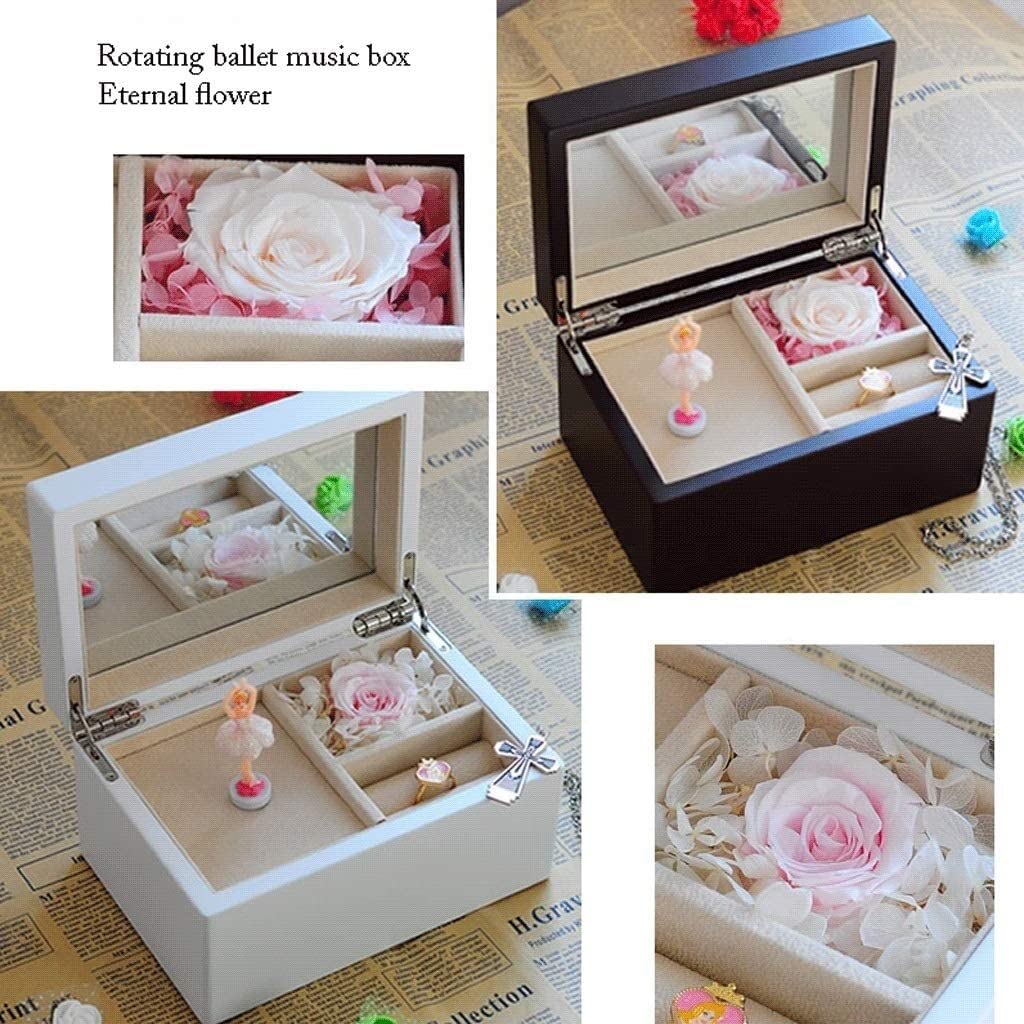 Caja de Música Caja de Musica Joyero De Música De Bailarina Con Caja De Almacenamiento De Joyas De Flores Eternas, Regalo De Caja De Música Personalizada Para El Día De San Valentín Caja Musical Cajas
