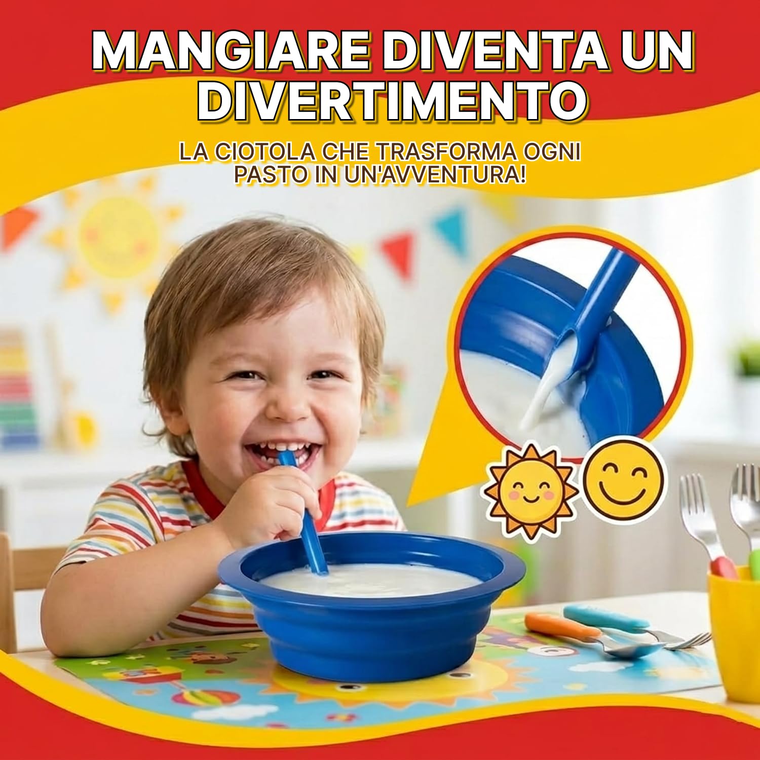 JoyServe Ciotole per cereali con cannucce per bambini - (set da 6 ciotole da 20 once) Ciotole riutilizzabili in plastica senza BPA con cannucce integrate per bambini e neonati