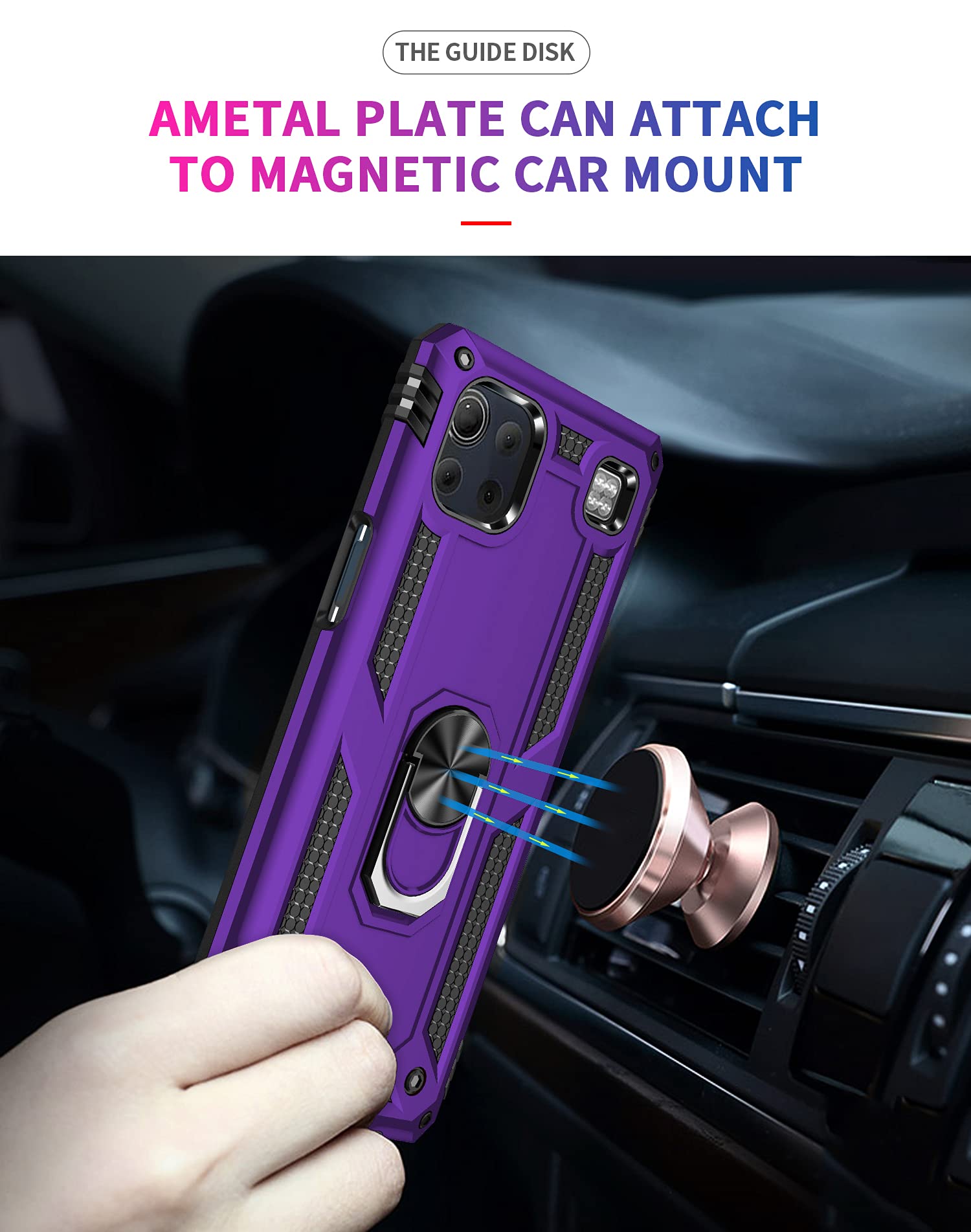 YZOK Funda Para LG K92 5G, Con Protector De Pantalla HD, [grado Militar] Anillo De Montaje En Coche Con Soporte Híbrido De Policarbonato Duro De Policarbonato Suave TPU A Prueba De