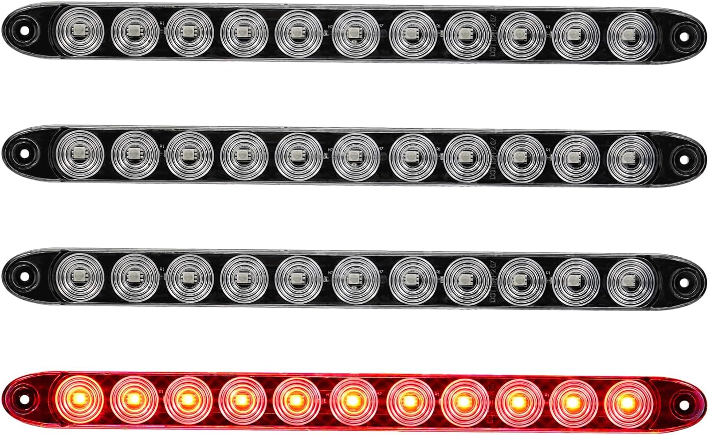 4 PCS 15.5" Red LED Trailer Tail Light Bar Red Clear Lens Stop Turn Tail Lights Park Third 3rd Brake Light Truck Trailer RV Marker Identification Light Bar IP67 Waterproof