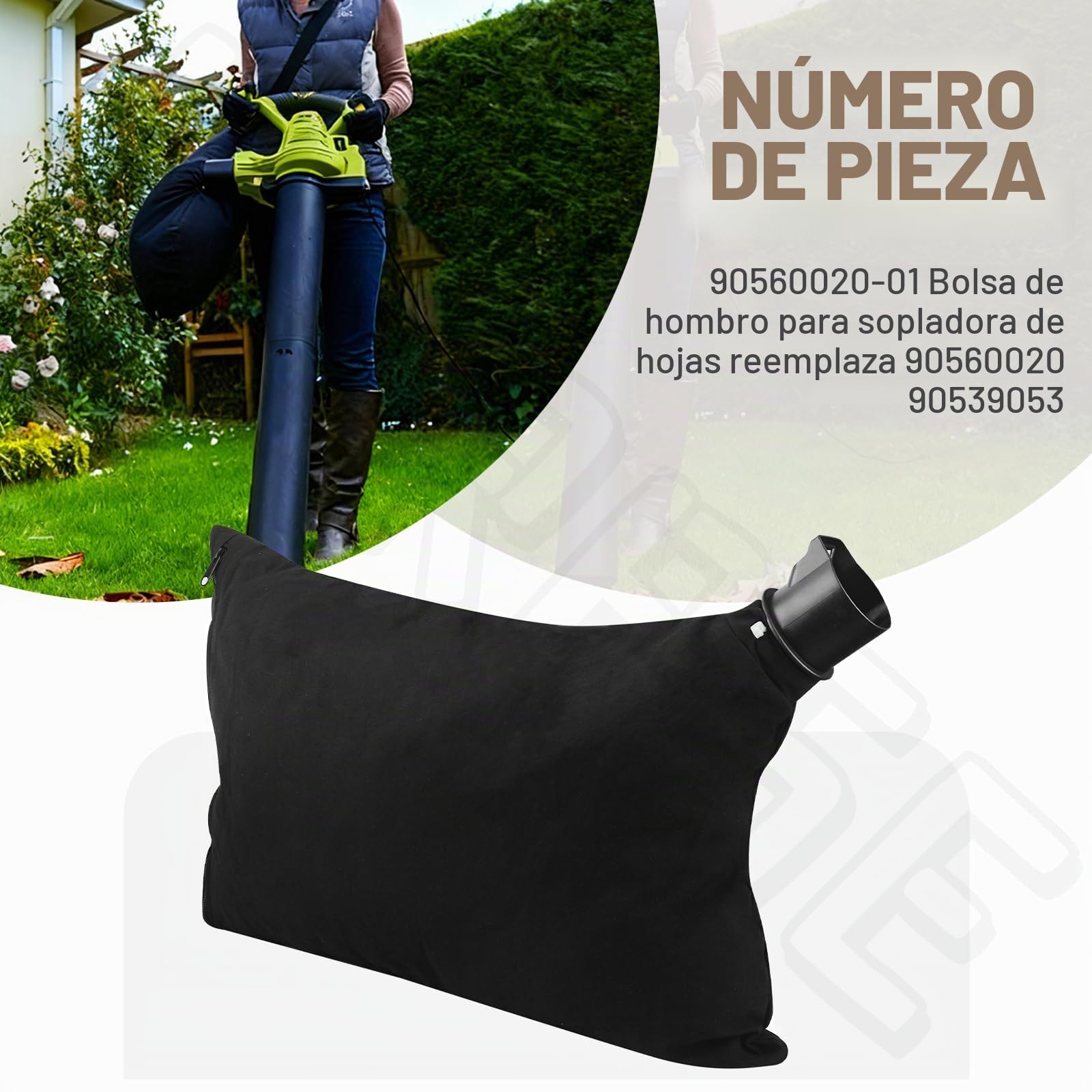 90560020-01 Bolsa sustituye a 90560020 90539053, compatible con soplador de hojas Black & Decker, compatible con soplador de hojas modelo BV3600 BV3800 BV5600 BV6000 LH4500 3 en 1