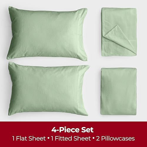 Miniatura 2 de Mellanni Juego de sábanas de franela  Lujo 100% algodón  sábanas ligeras  acogedoras, suaves, cálidas, transpirables - ropa de cama  bolsillos