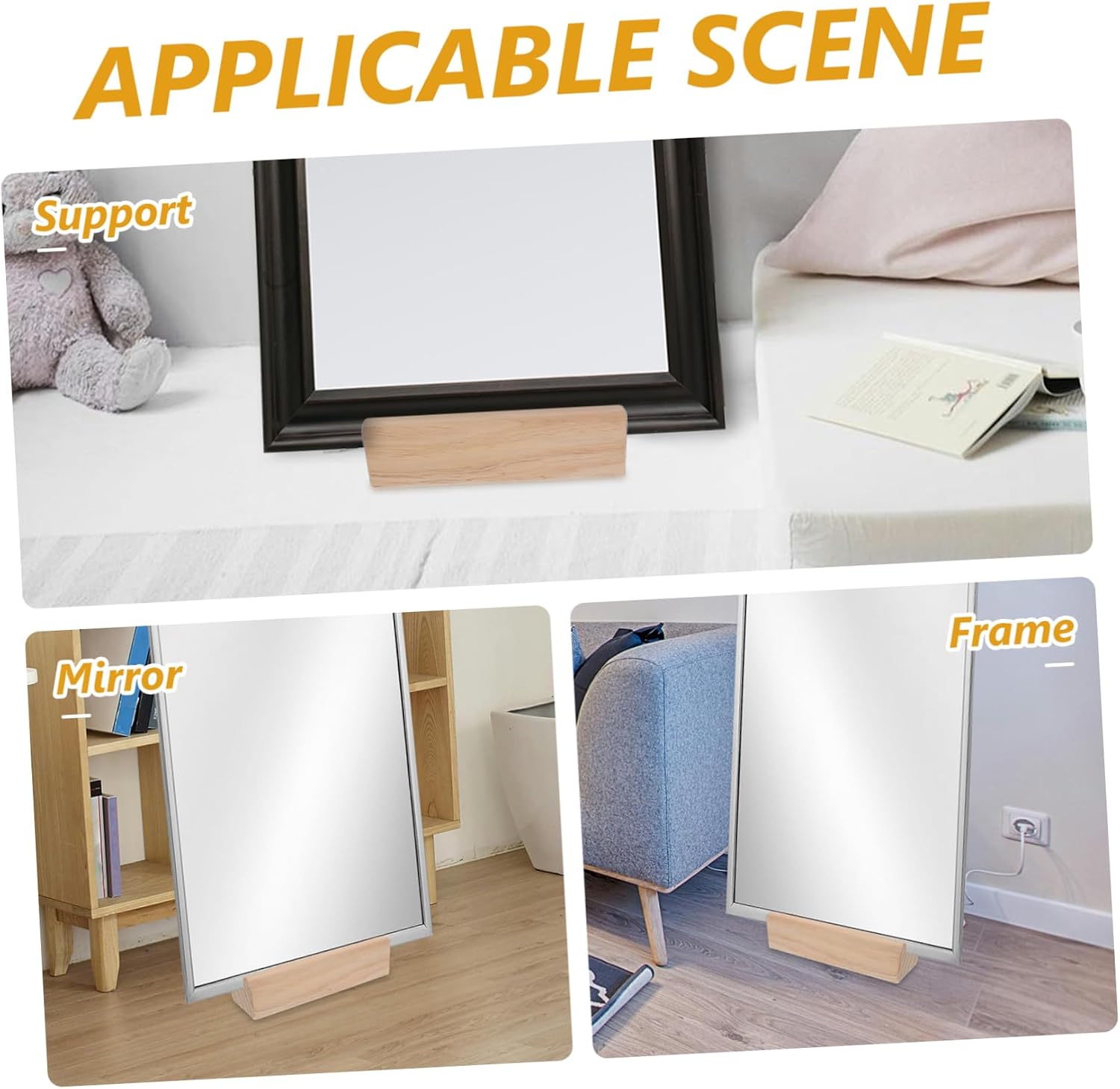 Full Length Mirror Stand Support Wooden Floor Mirror Base Holder Anti-slip Pad