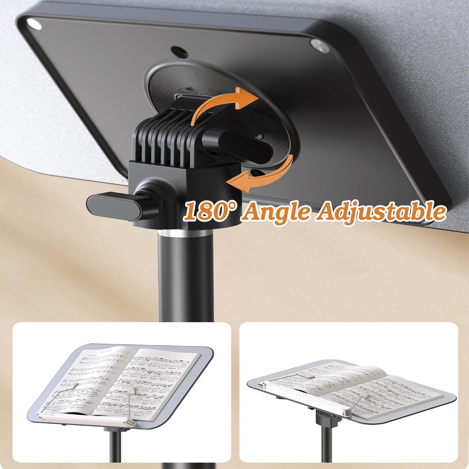 Generico Leggio da Pavimento Regolabile con fermapagine - Leggio Ideale per Bibbie, Computer Portatili, Libri di Cucina, proiettori e Lettura - Design Versatile con Altezza Regolabile