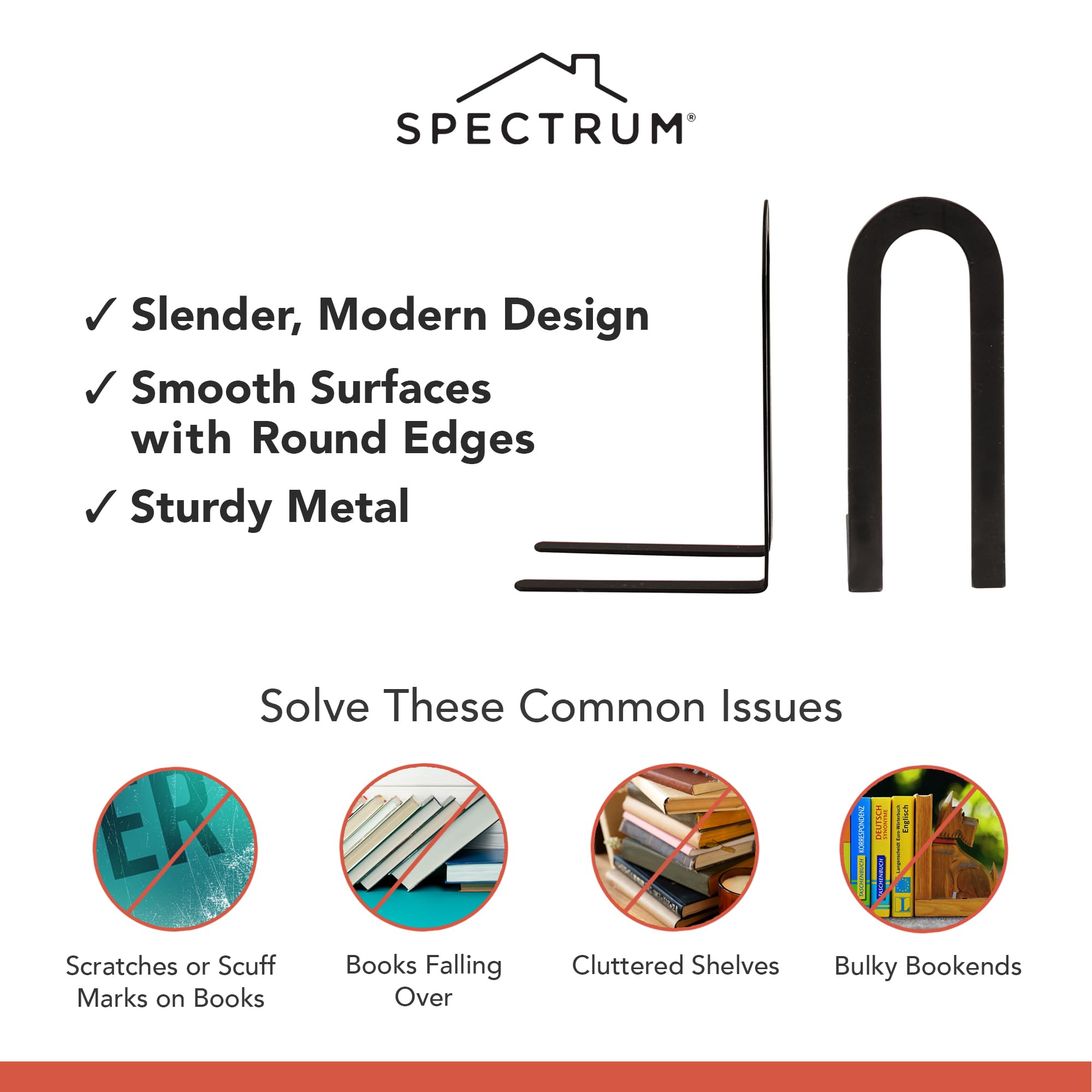 Spectrum Diversified 10310 Elements Bookends, Small, Black 1