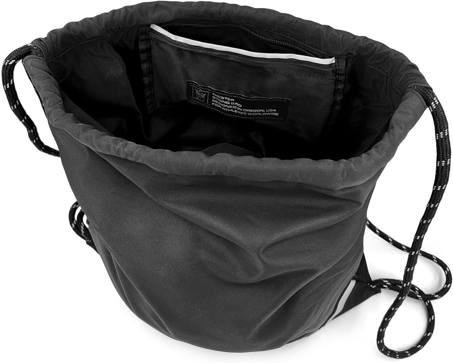 Meister XL Drawstring Backpack - Waterproof Gym Sackpack - Black/Reflective