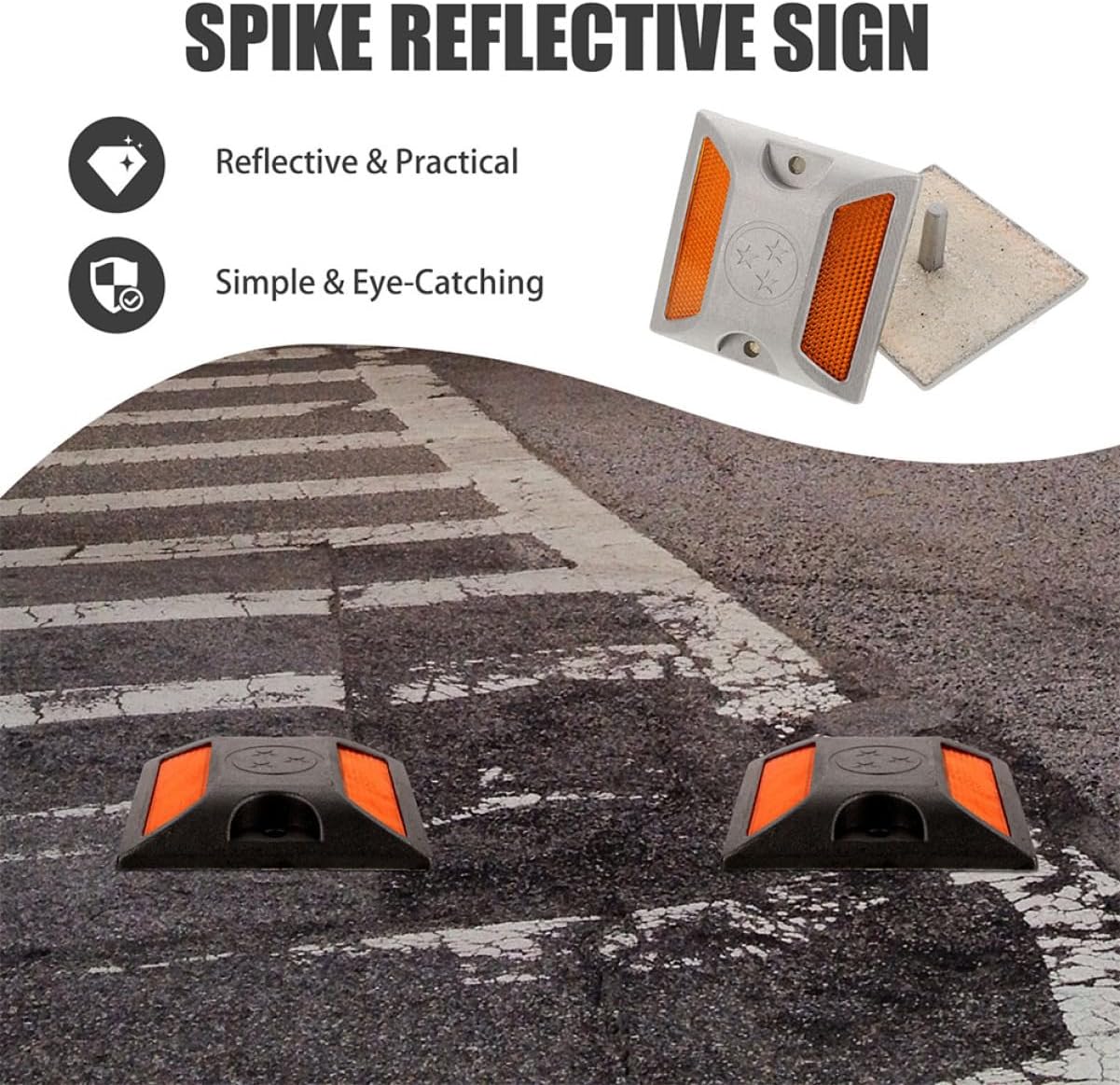 4pcs Heavy Duty Reflective Road Studs Cast Aluminum Nighttime Warning Reflectors for Driveway Safety Pavement Markers for Enhanced Roadside Visibility