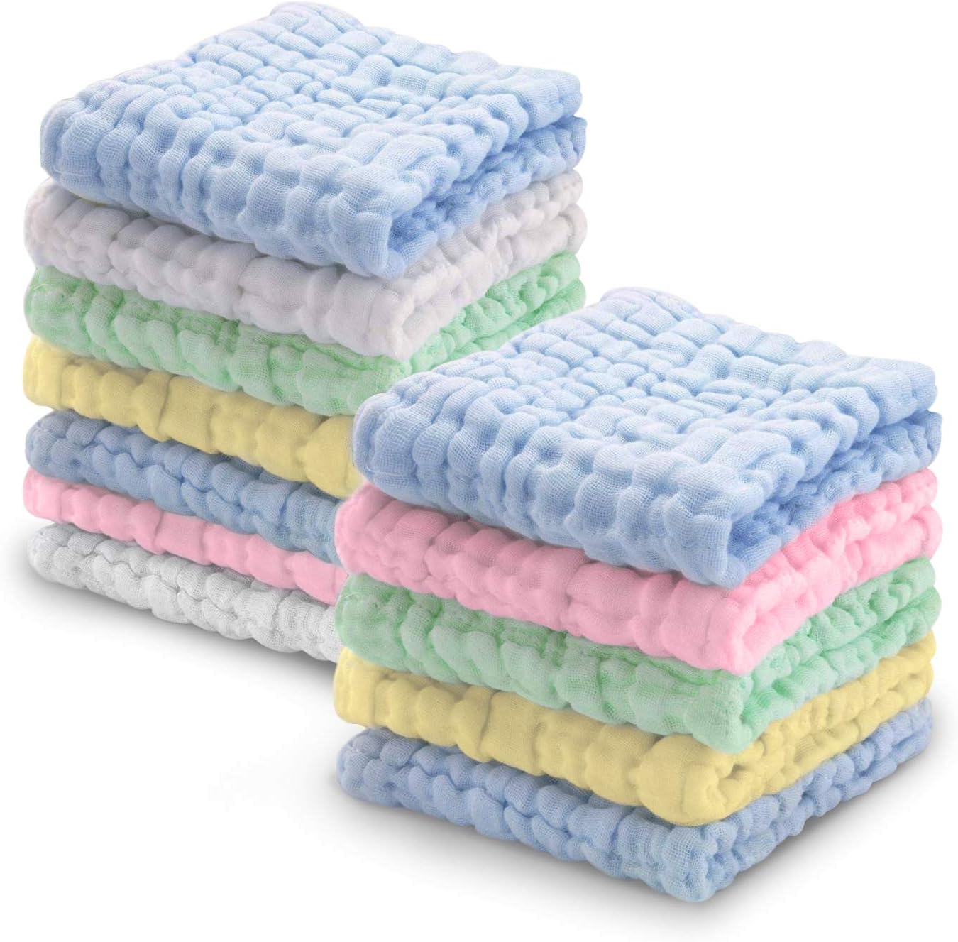 softan Baby Washcloths Set,100% Muslin Cotton Towel, for Newborn,30 X 30 cm,Solid color