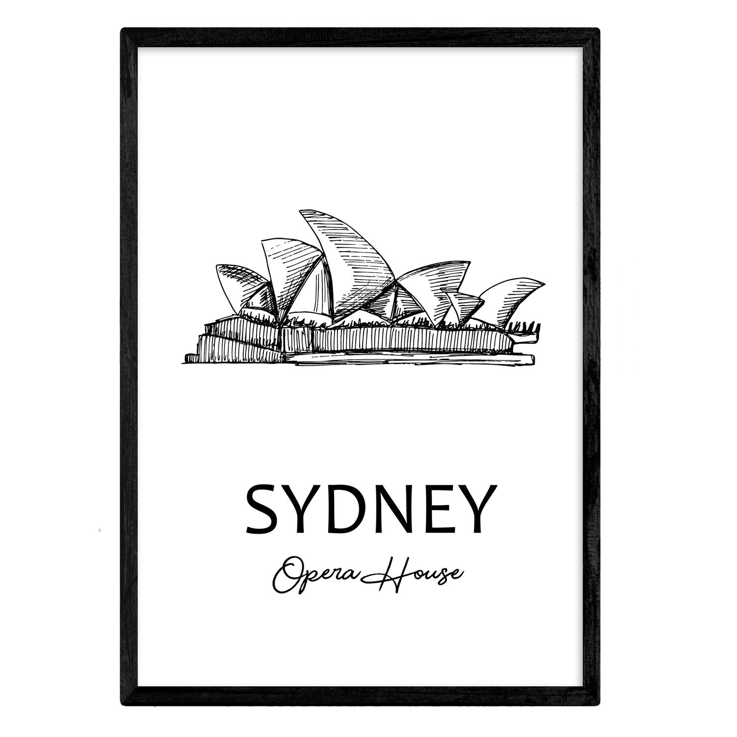 Nacnic Sydney - Opera House - City Landmarks Leaves - A4 Poster