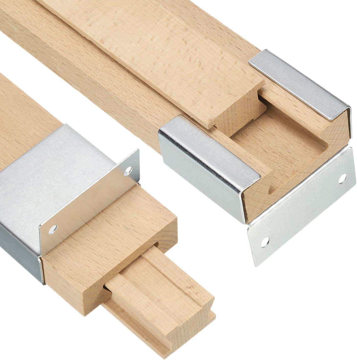 uxcell 4 Set Wooden Drawer Slides, 19-3/4 (50 CM) Classic Wood Center Guide Track with Metal Slide Glide Bracket, Wood Drawer Glides Bottom Rails Replacement Kit