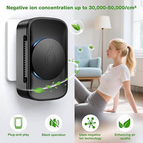 Vista 7 de Ionizador de aire enchufable (paquete de 3) purificadores de aire de iones negativos, ambientador silencioso para el hogar, dormitorio, cocina
