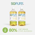 SoPure 2X945 mL Honeysuckle Hand Sanitizer Refills Bottles - Produced from 80% USP Grade Ethyl Alcohol, Moisturizing, Non-Sticky Hand Sanitizer, Natural Vegetable Ingredients and Enriched with Vitamin E