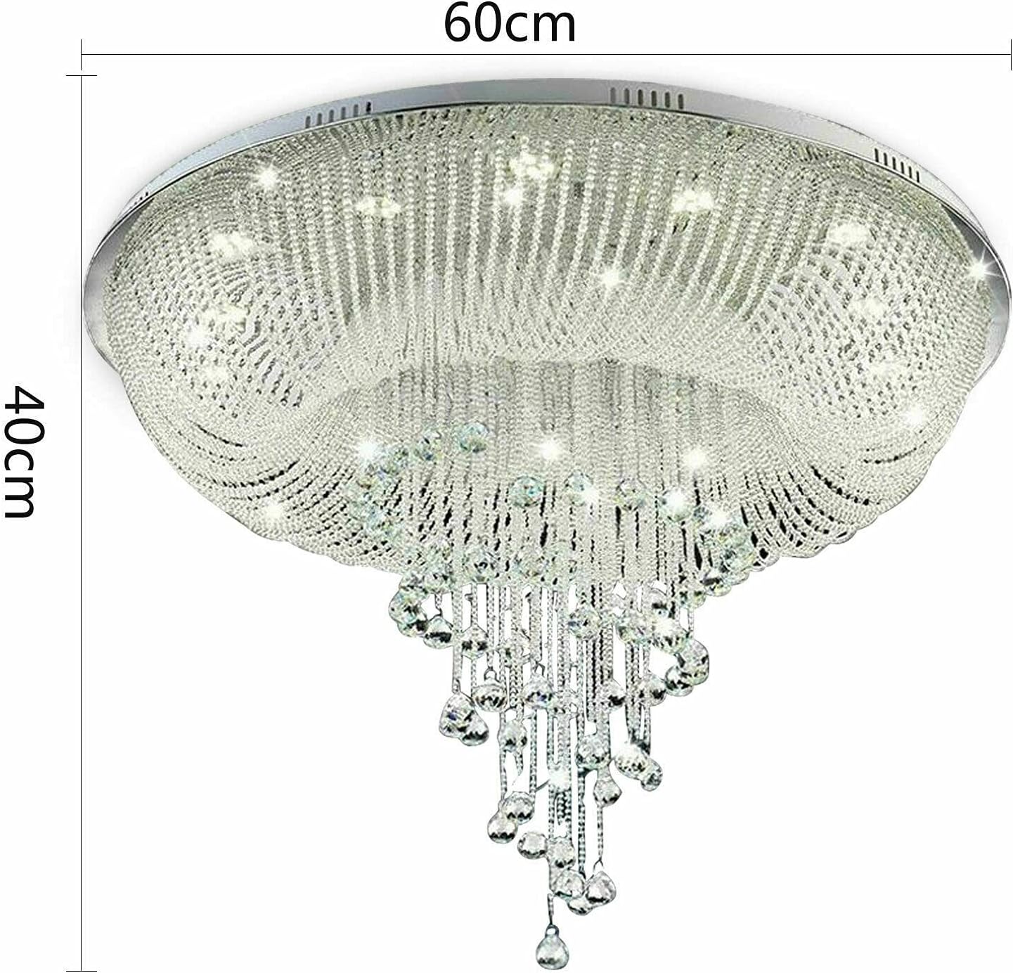 TFCFL Flush Mount Crystal Chandelier Ceiling Light, Modern Elegant Luxury Style Home LED Lighting Lamp, Top K9 Crystal Lampshade 3 Light Colors Fixture for Bedroom Living Room Kitchen Bar