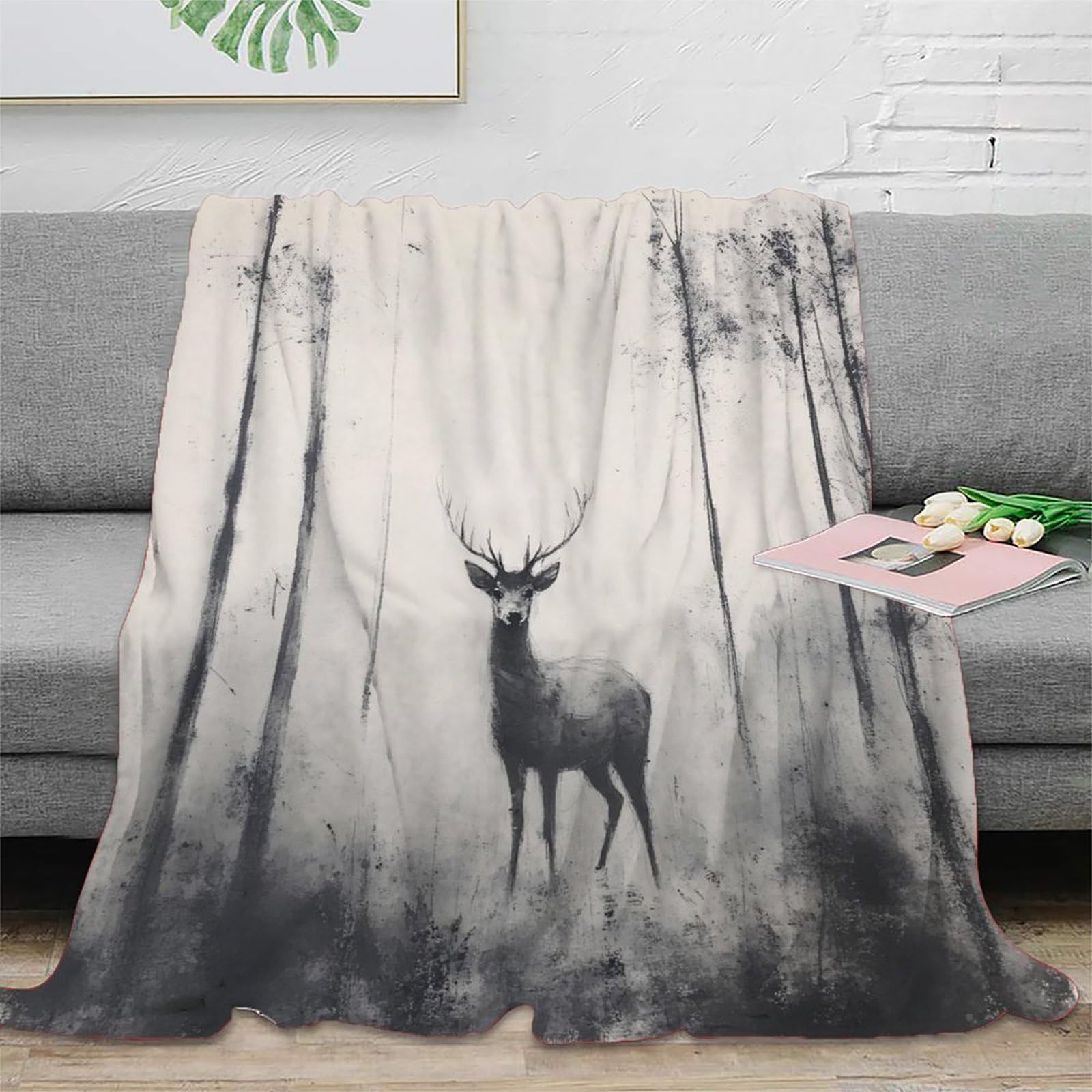 Plaid deer art haut de gamme couverture artistique sauvage 150x200