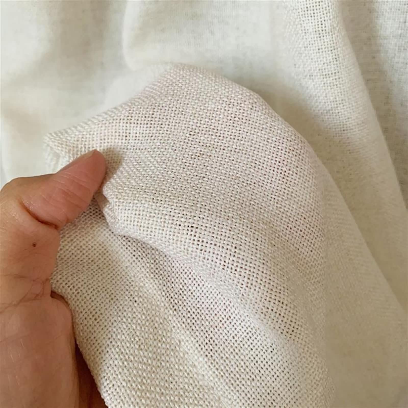 Küchen-Vorhänge 1 Stück Kurz,200 cm Breit,Klettverschluss | Einfarbig mit Pompon,Pflegeleicht Polyester,Lichtdurchlässig,Beige Weiß,200 x 100 CM
