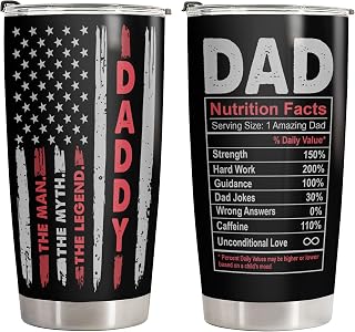 34HD Father Gifts, Daddy Tumbler with Lid 20 oz Stainless Steel, Dad Nutrition Facts Mug, Dad Drinking Cup, Birthday Gifts for Father, Men, Husband Christmas Gift