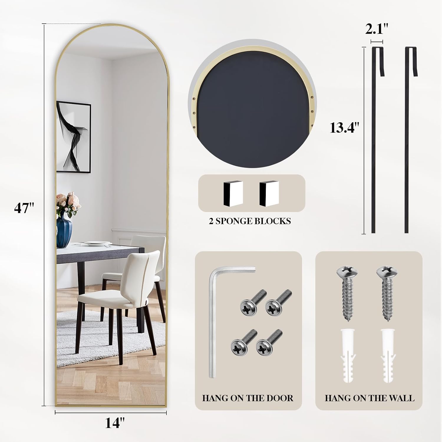 DUMOS Full Length Mirror 47x14 Inches - Arched Full Body Door Hanging Wall Mounted Aluminum Alloy Frame Mirror for Bedroom, Dressing Room, Entryway, Gold: Our Honest USA Review! Review USA 2025