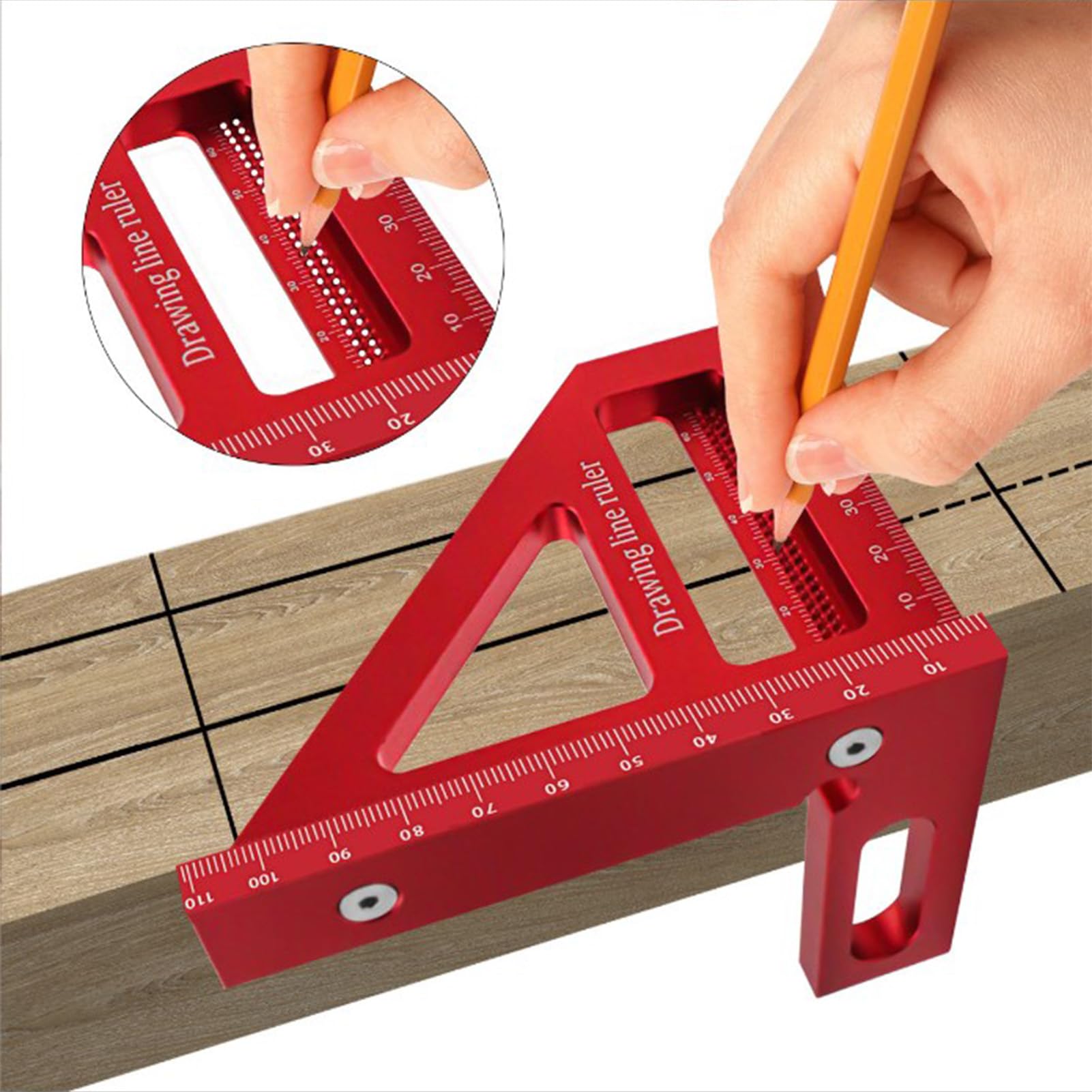 Righello di misurazione 3D multiangolo 45° 90° in Lega di Alluminio per Lavorazione del Legno, Squadra, goniometro, Righello Triangolare ad Alta precisione