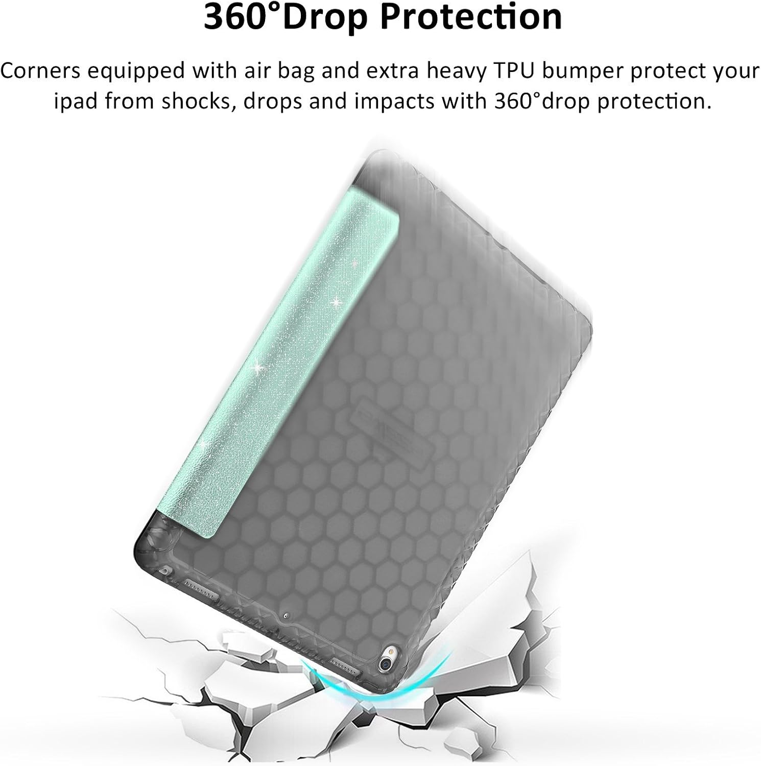 SWEES Compatible with iPad Air (3rd Gen) 10.5" 2019 / iPad Pro 10.5 2017 Case, Slim Full Body Protective Smart Cover Leather Case Shockproof with Stand Built-in Pencil Holder, Black
