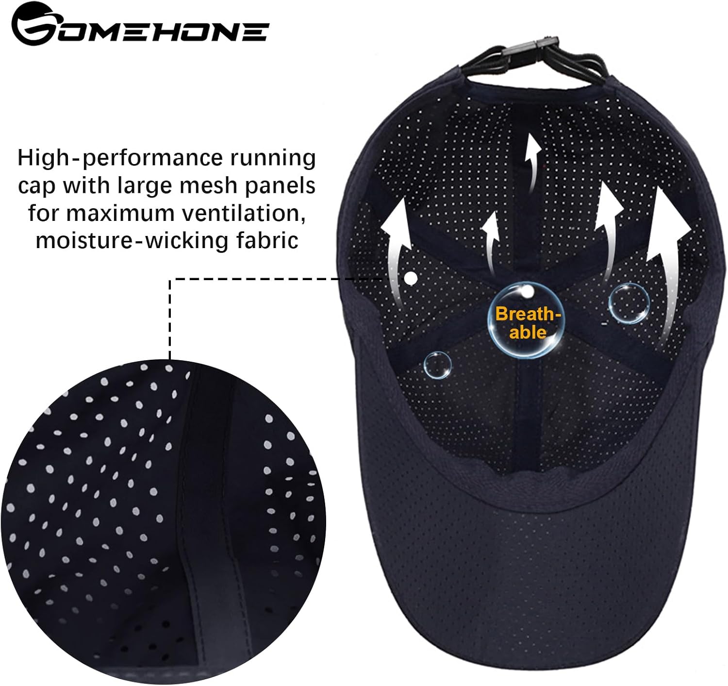 Men's Quick Dry Breathable Run Hat Cool Sun Protection UPF 50+ Baseball Cap Performance Laser Cut Mesh Golf Cap - Image 6