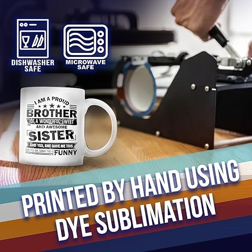 Miniatura 5 de Taza de café con texto en inglés "I Am A Proud Brother Of A Wonderful Sweet Sister" M775, color blanco