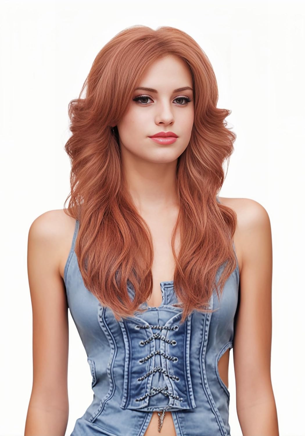 Rugelyss Vintage Auburn Wigs for Women Copper Red Wig for Lady Natural Synthetic Full Wigs for 70s 80s Cosplay Costume Disco Hair Wig - Image 6