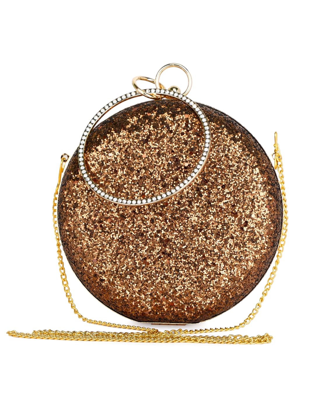 TOOBA Women Handicraft Beautiful Round Box Clutch Bag Purse for Bridal, Casual, Wedding Bag for Women & Girls (Glittering Copper) (B097ZL72JB) Amazon Price History, Amazon Price Tracker