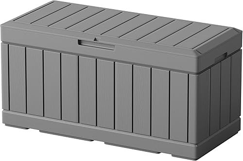 Vista 109 de Greesum Caja de resina de 31 galones para todo tipo de clima, cajas de almacenamiento al aire libre para muebles de patio, juguetes al aire libre