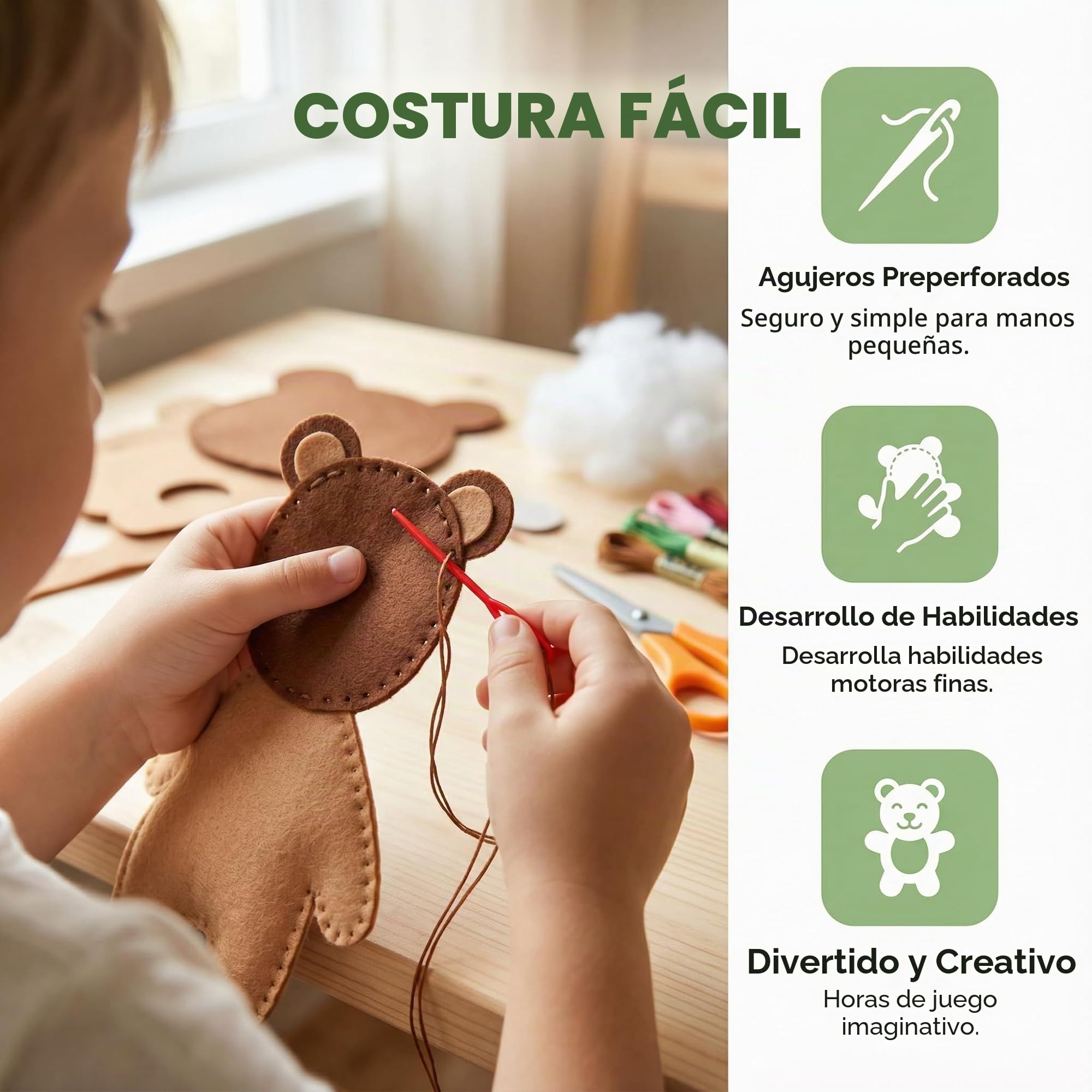 Celestia 12 piezas kit costura niños – Figuras de animales de peluche para coser y rellenar, adecuado para niños de 6 años y más y principiantes