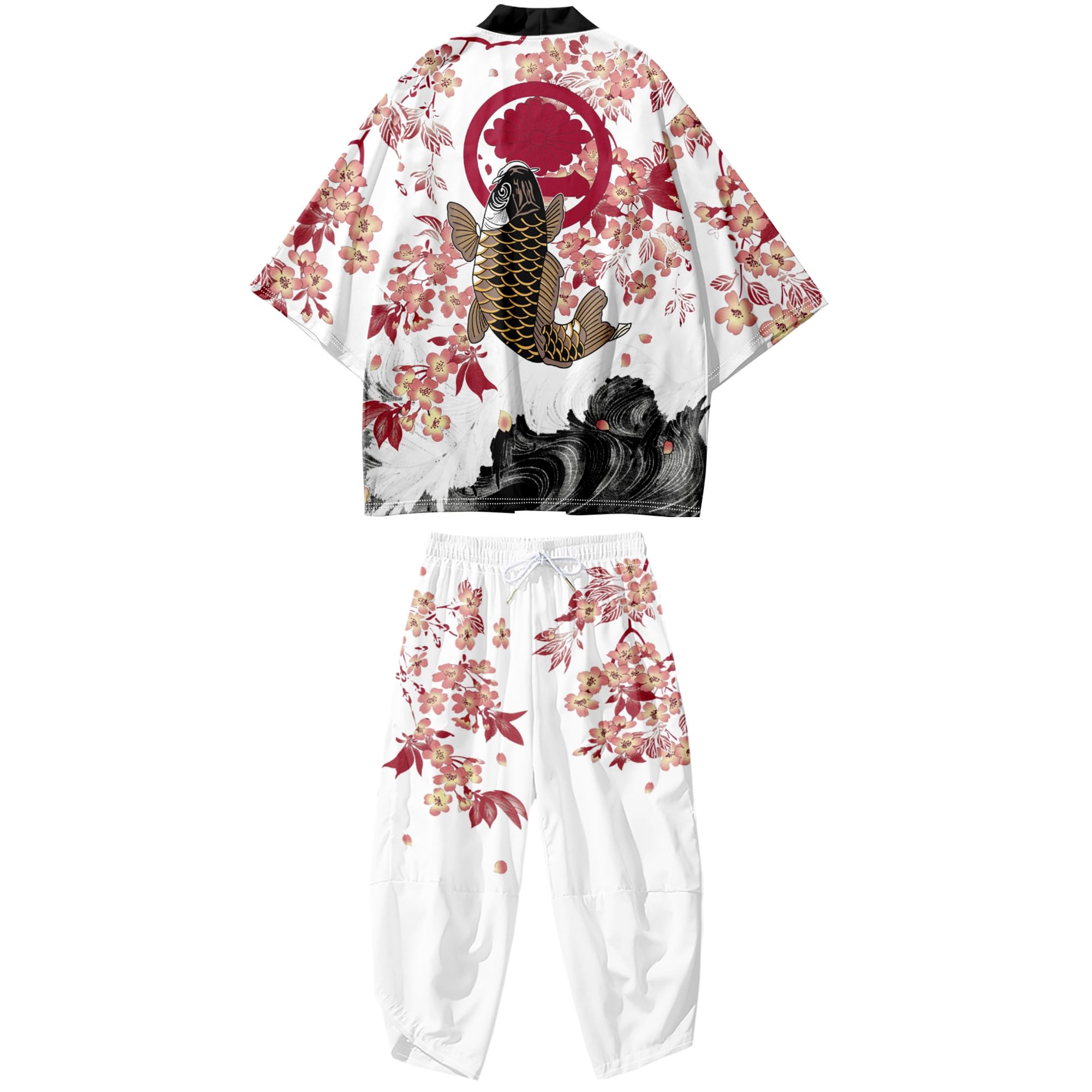 Mens Kimono Set 3/4 Sleeve Haori And Shorts Casual 2 Piece Japanese Outfits