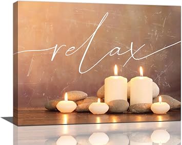 Zen Wall Art, Zen Bathroom Decor, Meditation Pictures, Spa Canvas Posters Prints, Calming Spiritual Stone Decorations Painting, Artwork Office Home Yoga Decor For Bathroom Bedroom Living Room 16"x12"