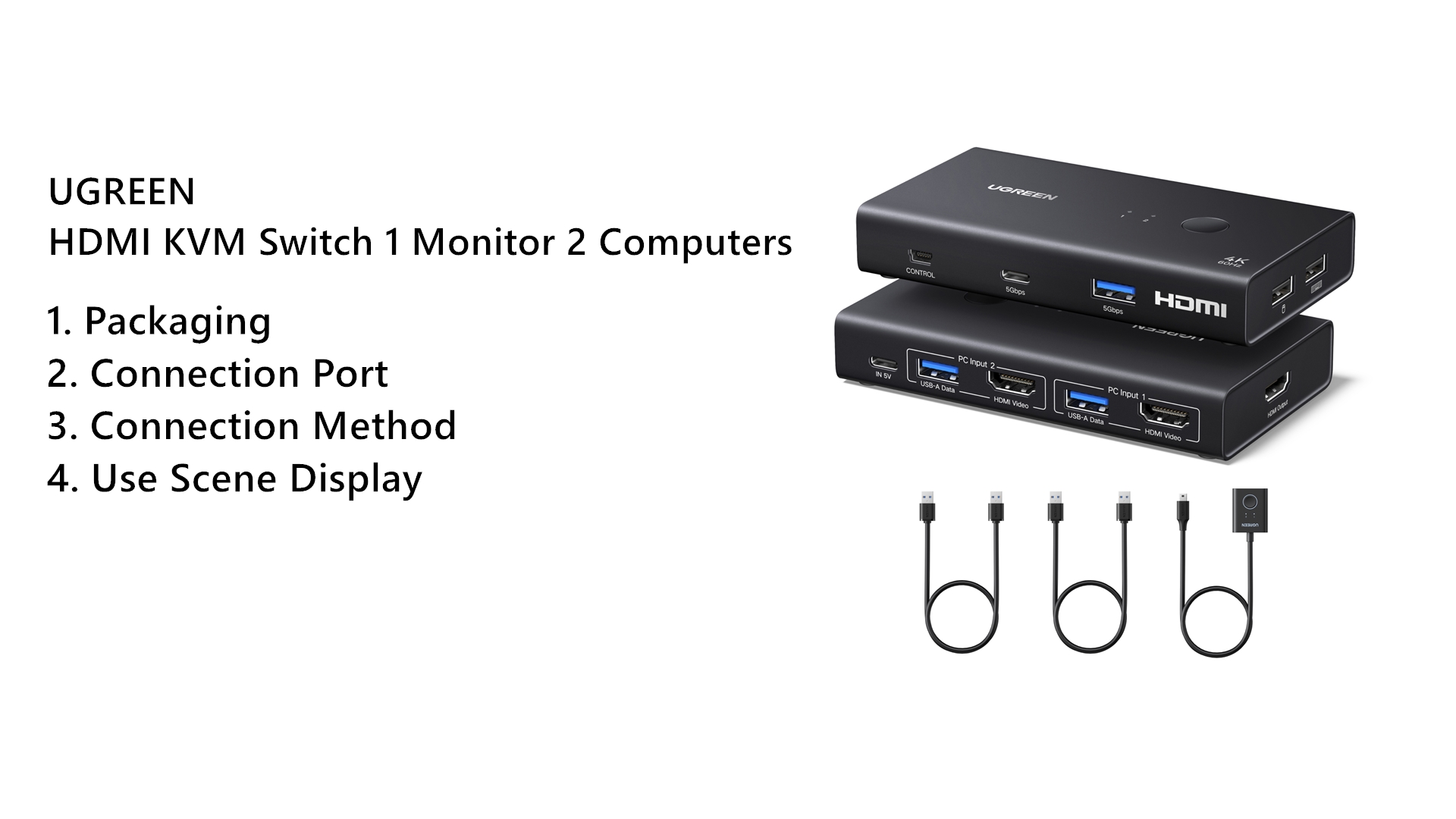 Amazon.com: UGREEN HDMI KVM Switch 1 Monitor 2 Computers, 4 USB