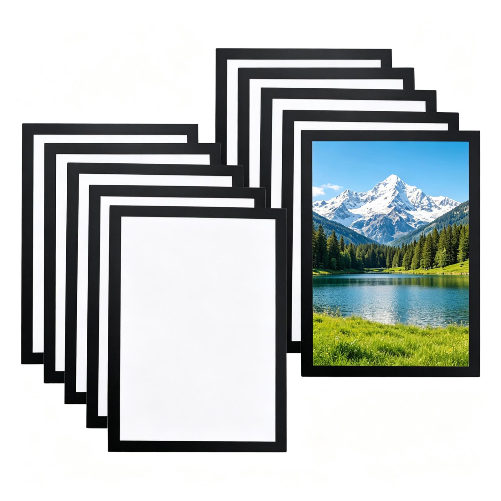 BREEZENEST Magnetic Magnetic Frames A4 Self-Adhesive Magnetic Display Frames PVC Picture Frame for Wall Window Easy to Change Posters Documents Photos Certificates Notices Black 10-Pack