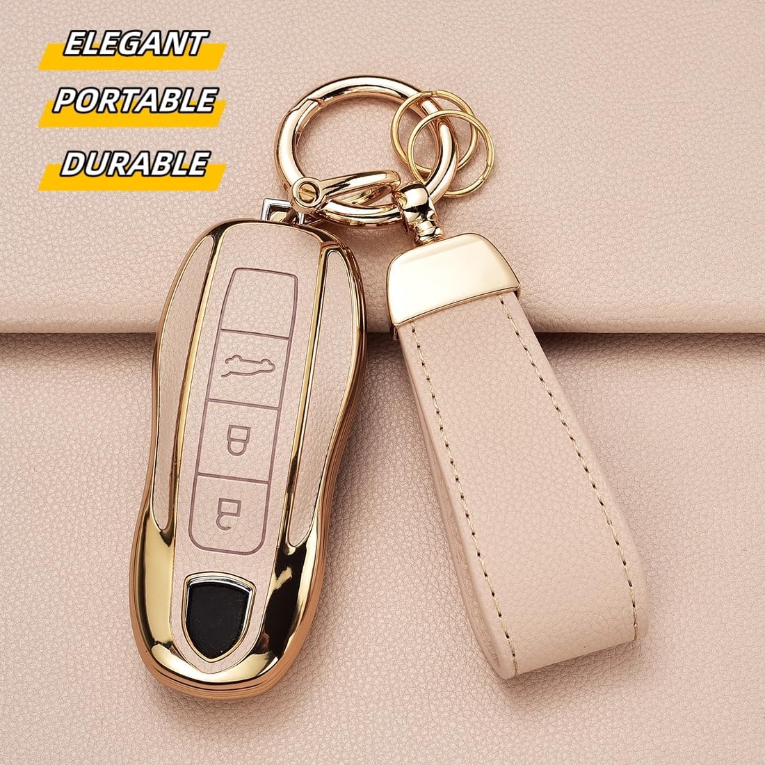 Key Fob Cover for Porsche, Leather& TPU Key Cover Case Shell for Macan Cayenne Panamera Carrera 991 Boxster Cayman - Image 4